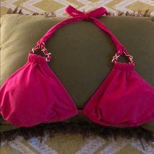 Hot pink triangle bathing suit top